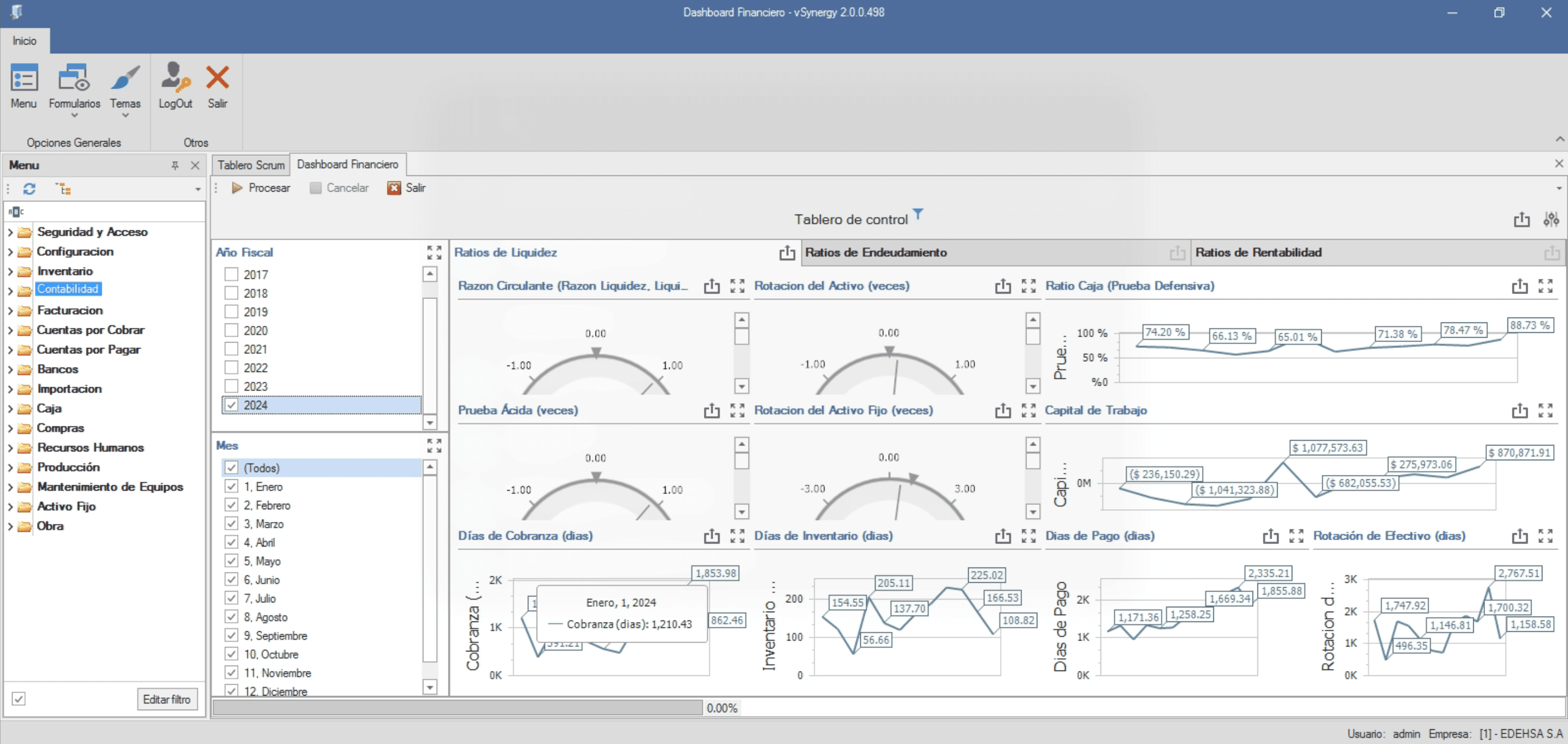 Vsynergy ERP dashboard